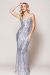 Fitted Silhouette Sequin Prom Gown in Silver